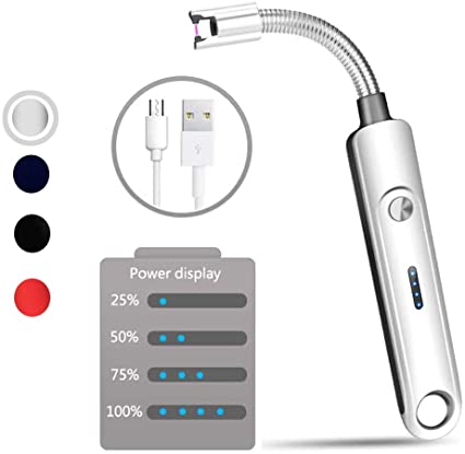 Candle Lighter, JUN-L Upgraded USB Charging Arc Lighter with 360¡ã Flexible Neck, Suitable Ignite Light Candles Gas Stoves Camping Cooking Barbecue Fireworks Flame