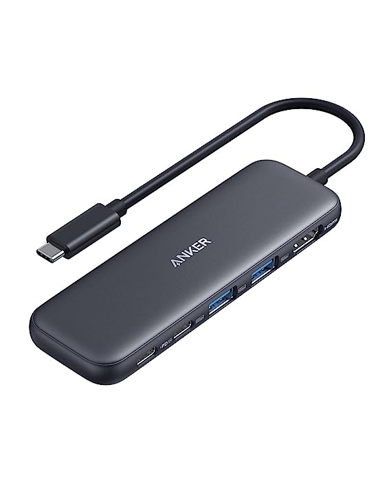 Anker USB C Hub Adapter, PowerExpand  USB C Adapter, with 4K USB C to HDMI, 60W Power Delivery, 1Gbps Ethernet, 2 USB 3.0 Ports for MacBook Pro, XPS, Pixelbook (5-in-1 Hub)