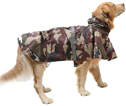 KoKoBin Reflective Dog Rain Coat with Hood Ultralight Breathable Waterproof Dog Jacket Rain Cover for Medium and Large Dogs