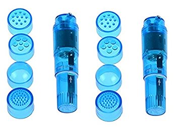 Finever 2PK Blue Pocket Rocket Mini Personal Trigger Point Massager Toys Personsal Pleasure Tool Different 4 Heads