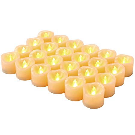 Kohree Flameless Flickering Votive Tea Lights Candles Bulk Battery Operated LED Candles, Flickering Tealights for Garden Wedding,Party,Festival Decorations Pack of 24(Batteries Included)