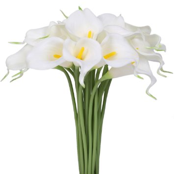 Luyue Calla Lily Bridal Wedding Bouquet Head Lataex Real Touch Flower Bouquets Pack of 20 (White)