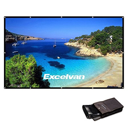 Excelvan 150 Inch 16:9 Collapsible PVC HD Portable Home and Outdoor Projector Screen with Hanging Hole for Front Projection