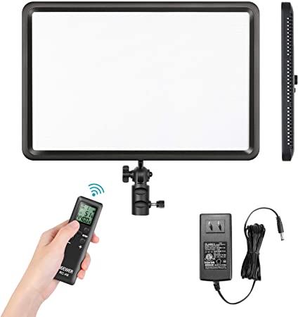 Neewer LEDP260C Ultra-Thin Lightweight LED Video Light CRI95  TLCI94  30W 3300K-5600K Continuous Lighting Panel with Remote Control Compatible with Canon Nikon Sony DSLR Cameras Camcorders