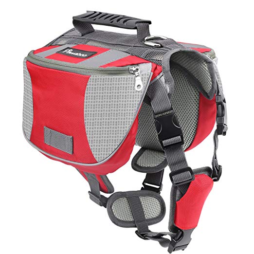Pawaboo Dog Backpack, Pet Adjustable Saddle Bag Harness Carrier for Traveling Hiking Camping, Suitable for 39 lb - 60 lb Pets.
