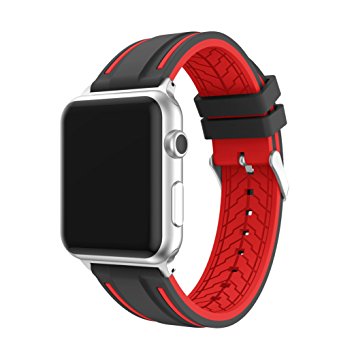 Band for Apple Watch Series 3 Bands, Soft Silicone Replacement Sports Strap   Watch Lugs for iWatch 38mm/42mm 2017 series 3 / 2 / 1