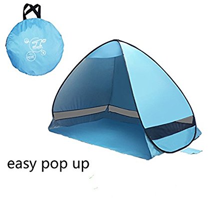 Leesentec Sun Shelter Outdoor Automatic pop up Anti UV Beach Tent Portable Quick Cabana Camping Hiking Tent Beach Umbrella for Outdoors with Carry Bag (Blue)