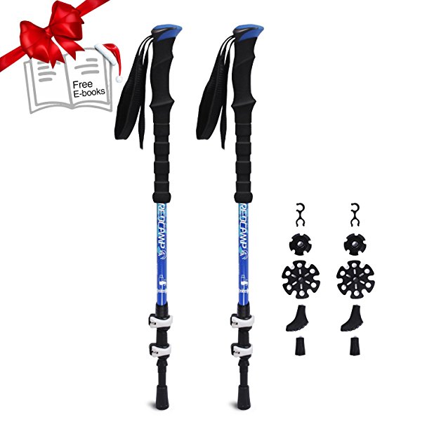 REDCAMP Walking Sticks for Hiking Carbon Fiber, 2 Piece Collapsible & Ultralight, 1 Year Warranty Easy Quick Flip Lock