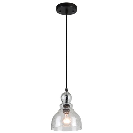 Westinghouse 6100800 Industrial One-Light Adjustable Mini Pendant with Handblown Clear Seeded Glass, Oil Rubbed Bronze Finish