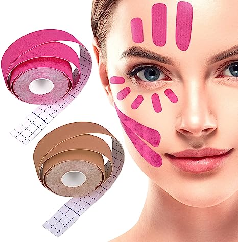FANTESI 2 Rolls Anti Wrinkle Tape Wrinkle Patches, (500CM*2.5CM) Face Eye Neck Lift Tape Multifunctional High Elasticity Forehead Frown Facial Lip Mouth Wrinkles Treatment Band Sticker Chin Strap