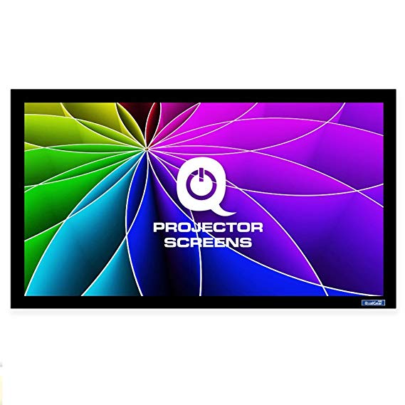 QualGear 120-Inch Fixed Frame Projector Screen 16: 9 4K HD High Definition 1.0 gain Acoustic White (QG-PS-FF6-169-120-A)
