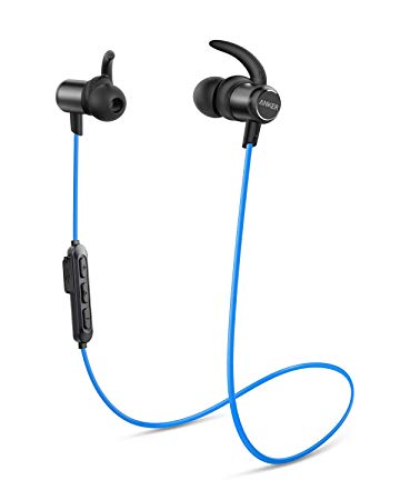 Anker Wireless Headphones, Upgraded SoundBuds Slim Workout Headphones Magnetic In-Ear Earbuds, Bluetooth 5.0, 10-Hour Playtime, IPX7 Waterproof for Workouts, Running, Swimming, Gym, Work, Home