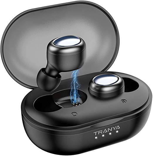 [Upgraded Version of T1] TRANYA True Wireless Earbuds Built-in Microphone, Bluetooth 5.0 Deep Bass True Wireless Headphones, 7 Hours Continuous Playtime, 60 Hours Playtime with Charging Case, T1-Pro