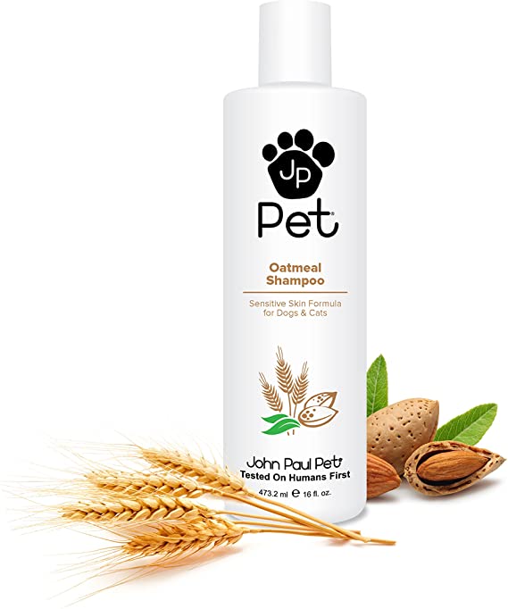 John Paul Pet Oatmeal Shampoo for Dogs and Cats, Sensitive Skin Formula Soothes and Moisturizes Dry Skin and Fur, 16-Ounce