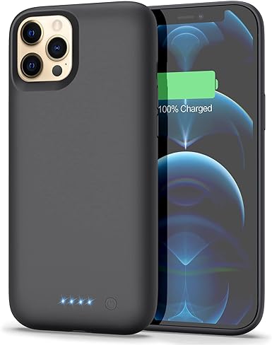 Battery Case for iPhone 12 Pro Max,7800mAh Portable Protective Charging Case for iPhone 12 Pro Max, Rechargeable Extended Battery Backup Pack Charger Case for Apple iPhone 12 Pro Max (6.7 inch)-Black