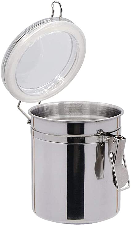 Stainless Steel Airtight Canister,Saim Canister Locking Clamp Watertight Cereal Keeper Food Storage Containers and Cereal Container with Clear Silicone Lid for Rice Grain Cereal Oatmeal Sugar Nuts