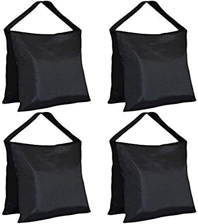 Eurmax Photographic Empty Sandbags Heavy Duty Sandbag Saddlebag Design 4 Weight Bags for Photo Video Studio Stand,Backyard,Outdoor Patio,Sports (Black Weight Bags 4pcs)