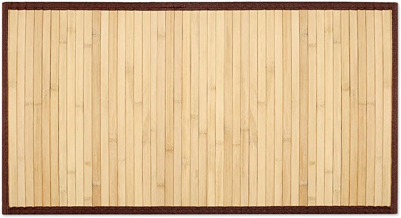 Navaris Tapis de Bain en Bambou - Tapis en Bois Naturel antidérapant pour Salle de Bain Douche Baignoire Cuisine terrasse ou Autre - 80 x 43 cm