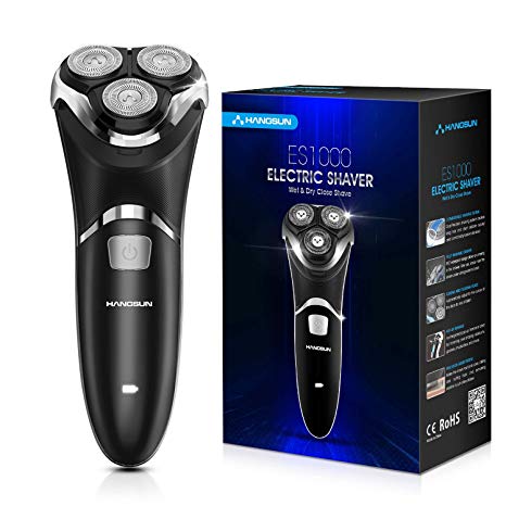 Hangsun Electric Razors Shaver Men's 360 Rotary Cordless 3D Wet and Dry Rechargeable IPX7 Waterproof ES1000 Shaving with Pop-up Trimmer