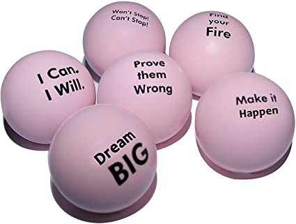 Pure Origins | Motivational Stress Balls | Gift 6-Pack |Fidget Accessory for Stress Relief, Special Needs, Concentration, Anxiety, Motivation, ADHD, Autism and Team Building (Flamingo Pink)