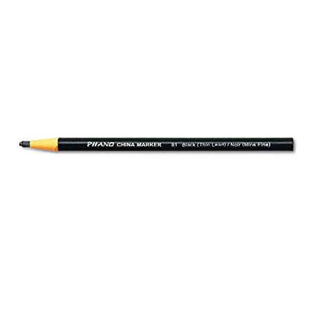 Dixon Phano Peel-Off China Marker Pencils, Thin, Black, 12-Count (00081)