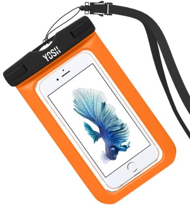 10026 LIFETIME WARRANTY 10026 YOSH Universal Waterproof Case Bag for Apple iPhone 6s 6 Plus Samsung Galaxy S6 Edge Best Water Proof Dust Dirt Proof Snowproof Pouch for Cell Phone up to 6 inchesOrange