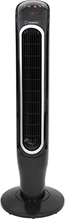 Genesis Powerful 40 Inch 360 Degree Oscillating Tower Fan With Max Air Quiet Technology And Remote black