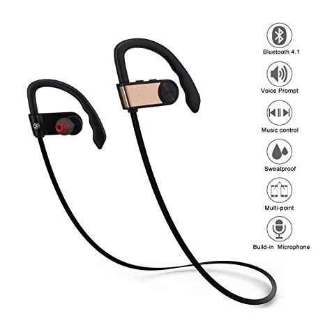 Buetooth Earbuds Aoleca Bluetooth V4.1 Wireless Sport Headphones Sweatproof Noise Cancelling Earbuds