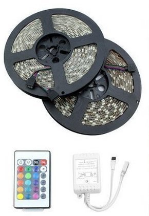 GenLed Superior Quality two Rolls 32.8Ft 600LED 5050 SMD Waterproof Flexible Colorful RGB LED Light Strip For Decoration   44 Key Remote Controller