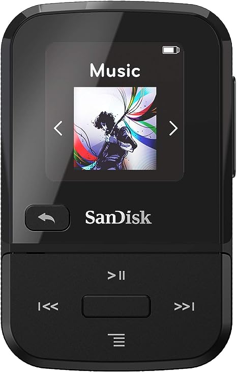 SanDisk 16GB Clip Sport Go MP3 Player, Black - LED Screen and FM Radio - SDMX30-016G-G46K