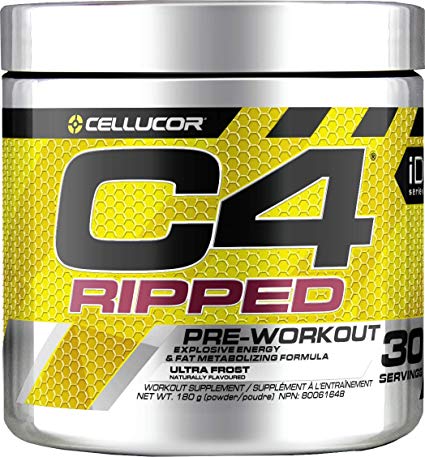 Cellucor C4 Ripped Pre Workout Powder, Energy & Fat Metabolism Supplement, Ultra Frost, 30 Servings, 180g