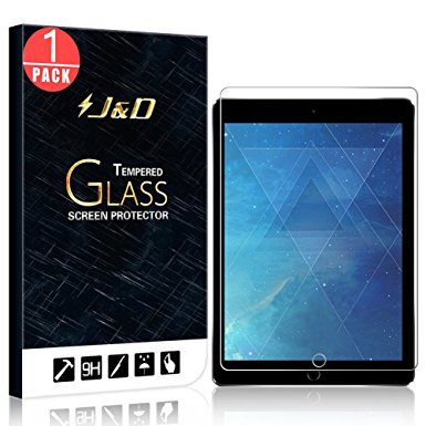 New iPad 9.7 inch 2017 Screen Protector, J&D Glass Screen Protector [Tempered Glass] HD Clear Ballistic Glass Screen Protector for New iPad 9.7 inch (Release in 2017) - 1 Pack