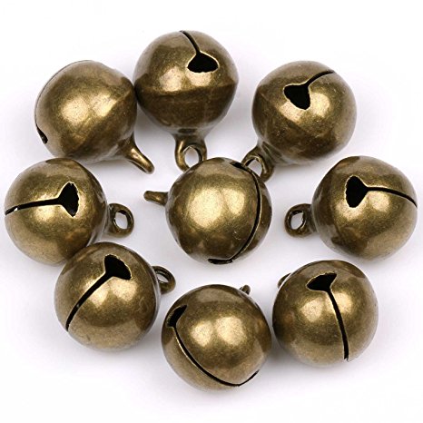 Honbay 100pcs Fashion Bronze Jingle Bell/ Small Bell/ Mini Bell for DIY Bracelet Anklets Necklace Knitting/Jewelry Making