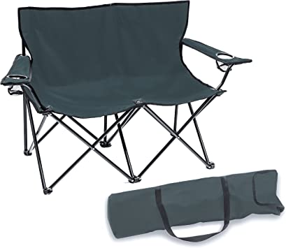 Trademark Innovations Loveseat Style Double Camp Chair, 40" L x 22" W x 31.5" H, Gray