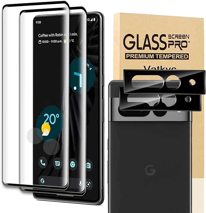 [2 2 Pack] for Google Pixel 7 Pro Screen Protector, 9H Tempered Glass, Ultrasonic Fingerprint Compatible, 3D Curved, HD Clear Scratch Resistant for Google Pixel 7 Pro 5G Glass Screen Protector