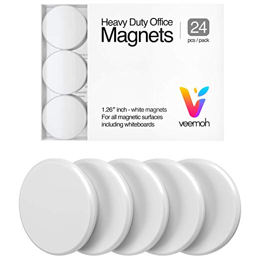 24-piece Veemoh Heavy duty Office magnets pack - Office, Kitchen, Refrigerator, Whiteboard magnet set