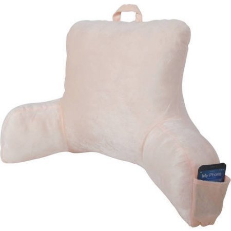 Mainstays Micro Plush Double Sided Arms Support Backrest Soft Pillow, Pearl Blush