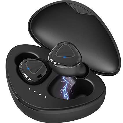 ZOVER Wireless Earbuds Bluetooth 5.0 Headphones True Wireless Auto Pairing Stereo Sound Noise Cancelling IPX7 Waterproof Cordless Headphones with Charging Box