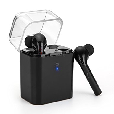 DEYIMEI Mini Wireless Earbuds, Twins In-Ear Stereo Headphone with Mic, Charging Case for iPhone and Android - Twins