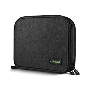 UGREEN Electronic Organizer, Double Layer Travel Gadget Bag For USB Cable, SD Card, Hard Drive, Power Bank, Digital Camera, iPad Mini / Nintendo Swith Console / E-book or Tablet ( up to 7.9'' )