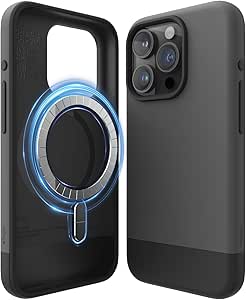 elago Compatible with iPhone 15 Pro Case, Compatible with MagSafe, Glide Case, Full Body Protective Cover, Shockproof, Slim Phone Case 6.1 inch (Top: Dark Grey/Bottom: Black)