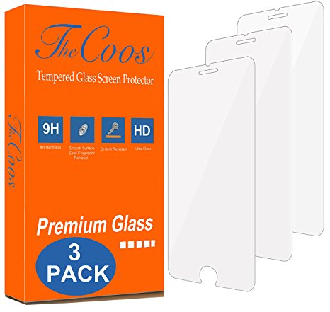 TheCoos [3-Pack] 9H Hardness HD Tempered Glass Screen Protector for Apple iPhone 8 Plus & iPhone 7 Plus