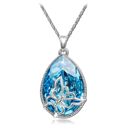 Pendant Necklace Women Fashion Jewelry Butterfly Dream Teardrop Swarovski Elements Crystal