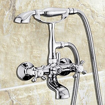 CO-Z Bathroom Clawfoot Shower Bathtub Combo Faucet 4.7’’-6.12" Centers Two Handle Wall-Mounted Polished Chrome