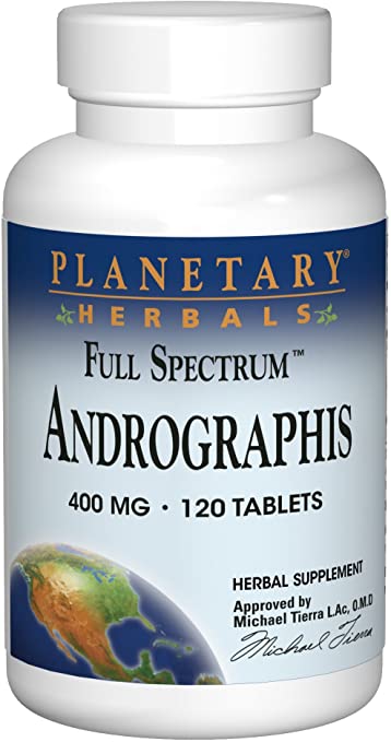 Planetary Herbals Full Spectrum Andrographis 400mg Support Healthy Digestive, Cardiovascular & Unrinary Systems - Support For Healthy Liver & Immune Function - Ayurvedic Herb - 120 Tablets