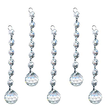 H&D Clear Crystal Suncatcher Hanging Chandelier Ball Prisms Drop Feng Shui Pendants 20mm Pack of 10