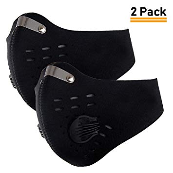 Gizhome 2 Pack Dust Masks, Dustproof Masks with Filter Fitness Mask, Cycling Mask Against Asthma, Pollen Allergies for Men Women Outdoor Activities - Black