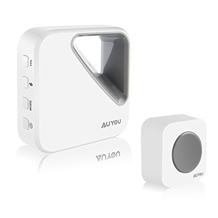 AuYou Wireless Doorbell Kit with 1 Remote Button Transmitter and 1 Receiver Operating at 300 FT Range with 36 Chimes