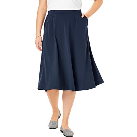 Woman Within Women's Plus Size 7-Day Knit A-Line Skirt