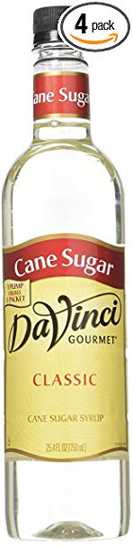 DaVinci Gourmet Classic Coffee Syrup, Cane Sugar, 25.4 Fluid Ounce (Pack of 4), Sweetener Syrup for Espresso Drinks, Tea, and Other Beverages, Suited for Home, Café, Restaurant, Coffee Shop